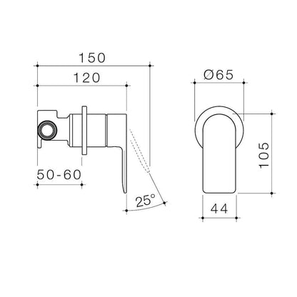 Caroma Urbane® II Bath / Shower Mixer - Round or Square Cover Plate - 5 Finishes