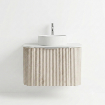 750MM CURVED FLUTED WALL HUNG VANITY | ASH GREY