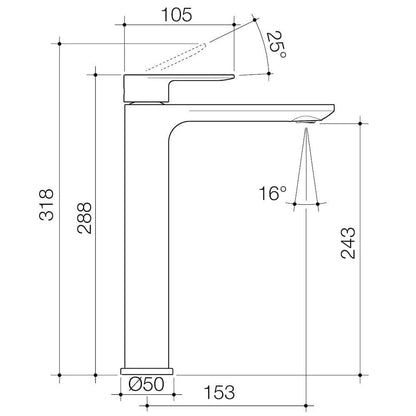 Caroma Urbane II Tower Basin Mixer Range - 5 Finishes | Lead Free