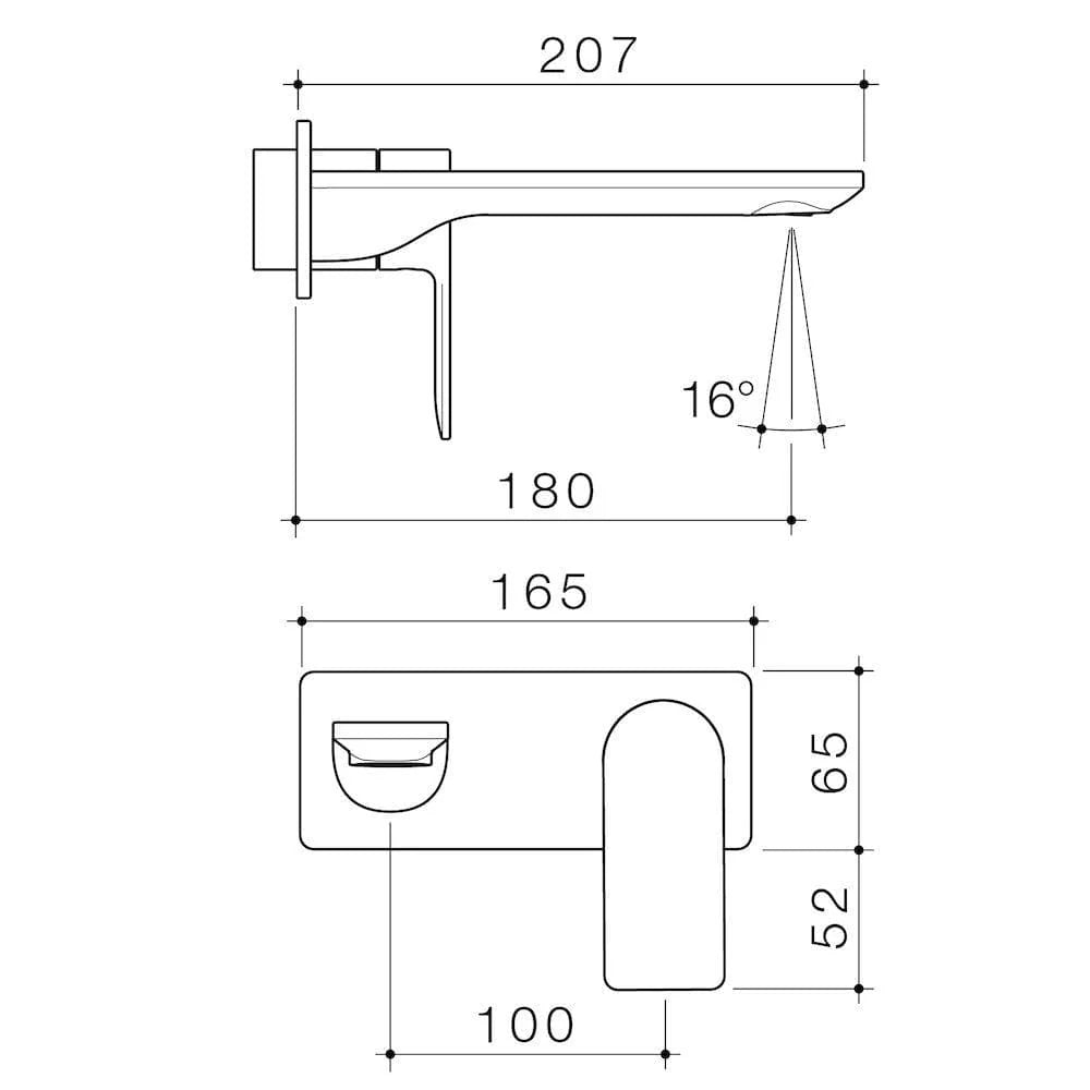 Caroma Urbane® II 220mm Wall Basin / Bath Mixer - Round or Square Cover Plate