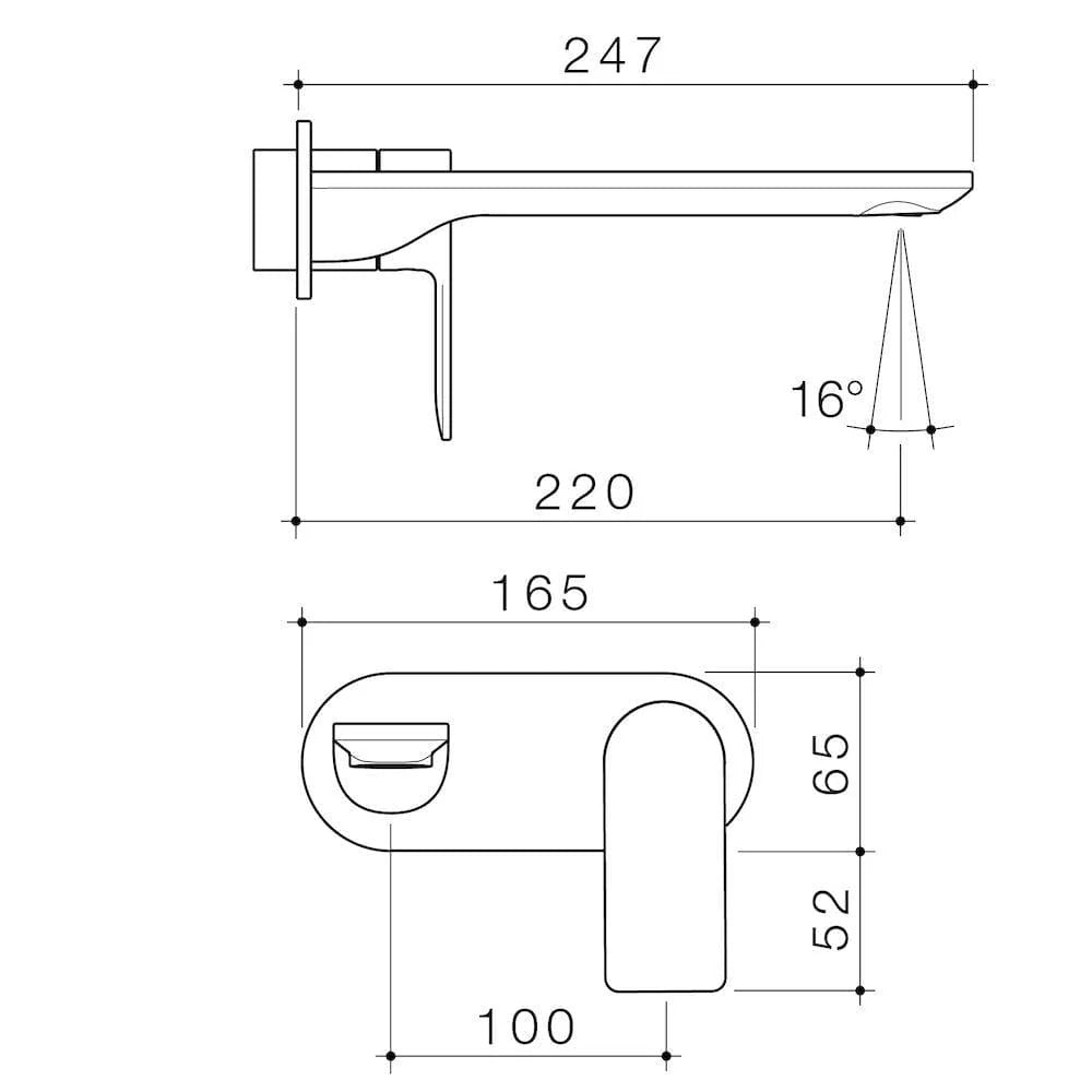 Caroma Urbane® II 220mm Wall Basin / Bath Mixer - Round or Square Cover Plate