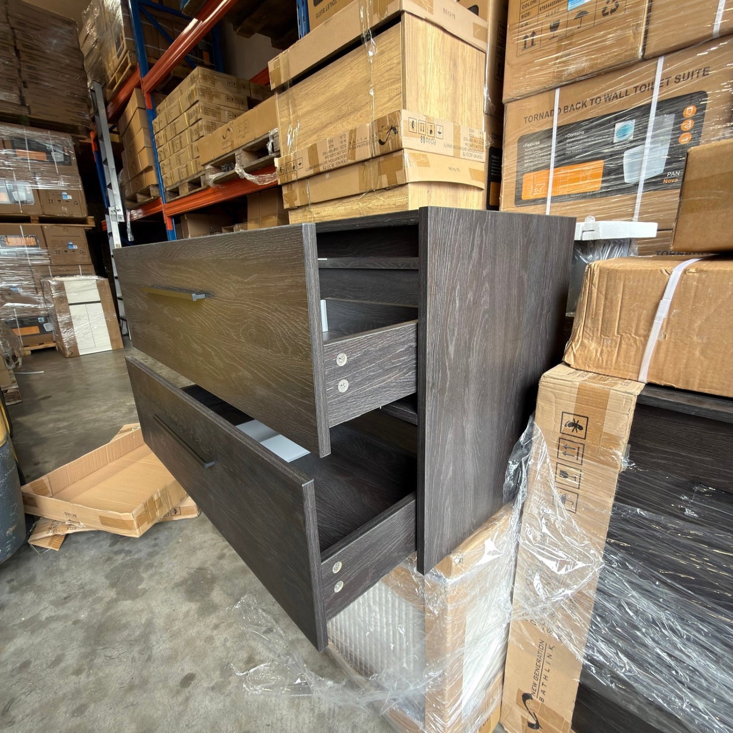 EMBER MODERN FLOATING VANITY 900MM - CHARRED ASH | 2 DRAWERS, PLYWOOD VANITY NZ