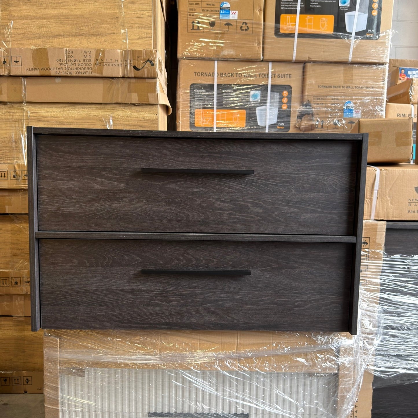 EMBER MODERN FLOATING VANITY 900MM - CHARRED ASH | 2 DRAWERS, PLYWOOD VANITY NZ
