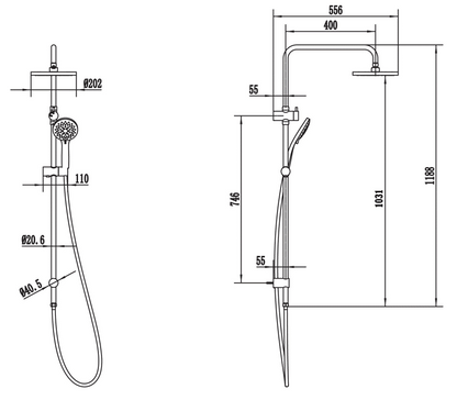 METHVEN WAIRERE SHOWER SYSTEM - CHROME OR BLACK