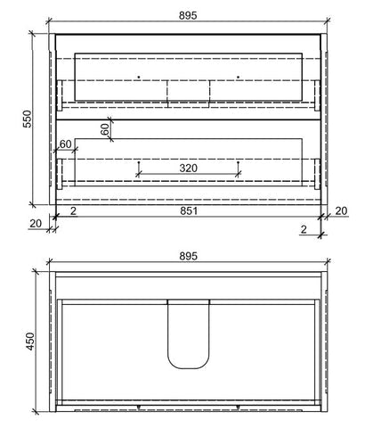 HAMPTON WALL HUNG VANITY | 900MM | SHAKER STYLE | PLYWOOD