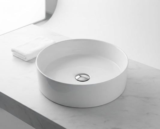 ROUND GLOSS WHITE COUNTERTOP BASIN DN