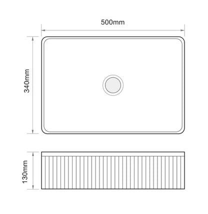 FLUTED GLOSS WHITE RECTANGULAR COUNTERTOP BASIN | 500MMX340MM BC