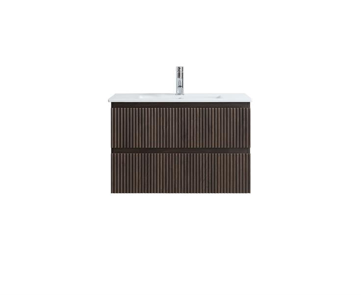 MS75 FLUTED FRONT 750MM WALL HUNG VANITY - DARK OAK