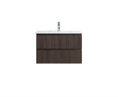 MS75 FLUTED FRONT 750MM WALL HUNG VANITY - DARK OAK