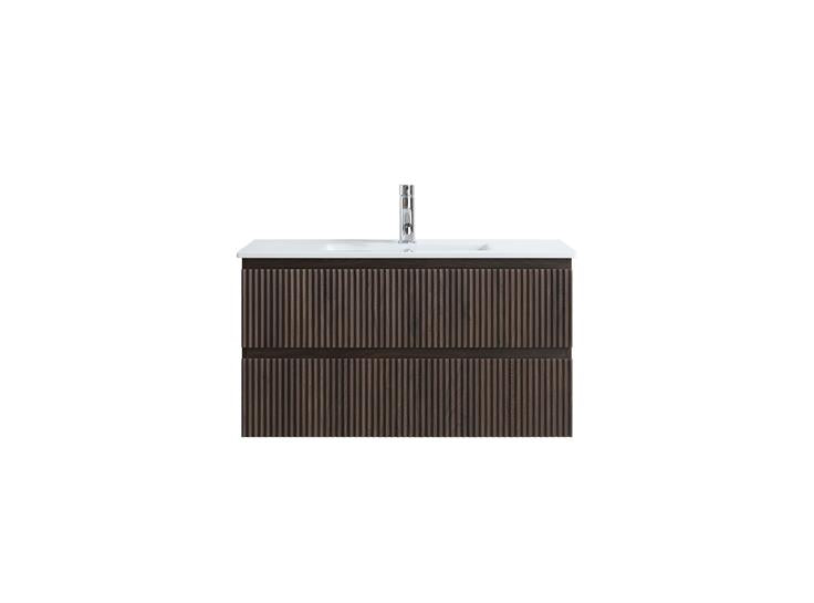 MS90 FLUTED FRONT 900MM WALL HUNG VANITY - DARK OAK
