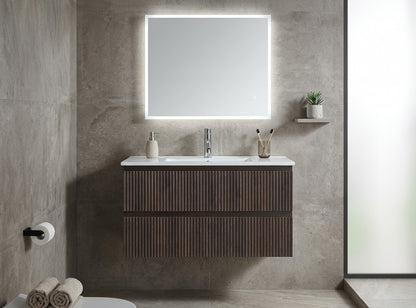 MS90 FLUTED FRONT 900MM WALL HUNG VANITY - DARK OAK