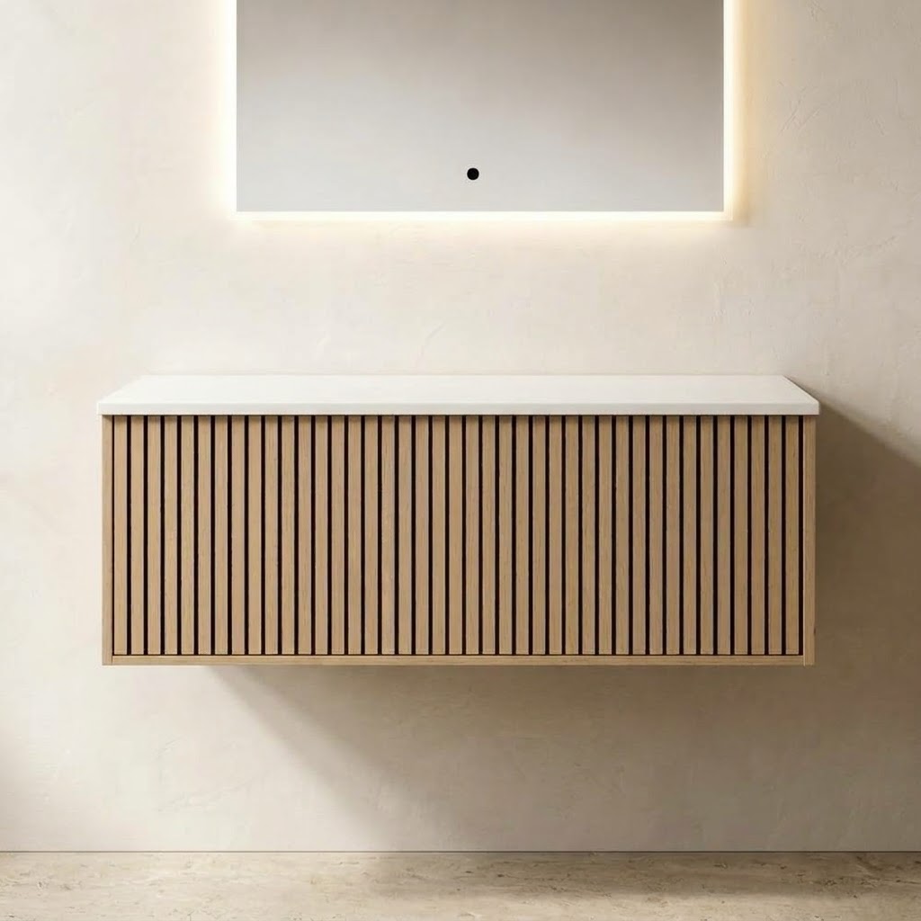 NORDI 1200MM WALL HUNG FLUTED OAK VANITY | SINGLE DRAWER
