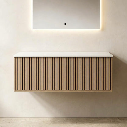 NORDI 1200MM WALL HUNG FLUTED OAK VANITY | SINGLE DRAWER