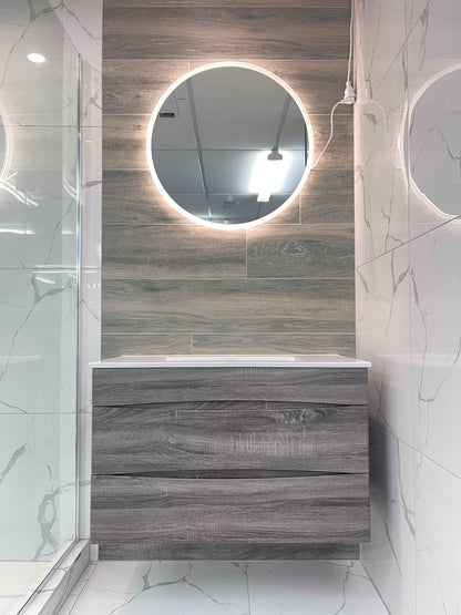 900MM SONOMA OAK GREY SINGLE BASIN WALLHUNG VANITY - The Tile Collection™