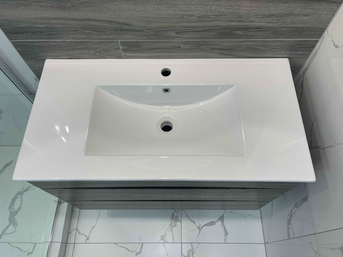900MM SONOMA OAK GREY SINGLE BASIN WALLHUNG VANITY - The Tile Collection™