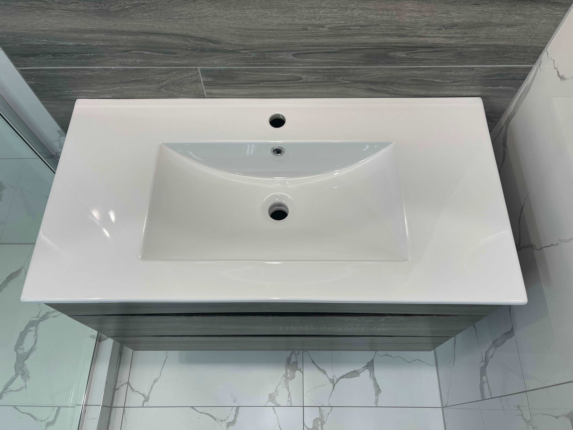 900MM SONOMA OAK GREY SINGLE BASIN WALLHUNG VANITY - The Tile Collection™