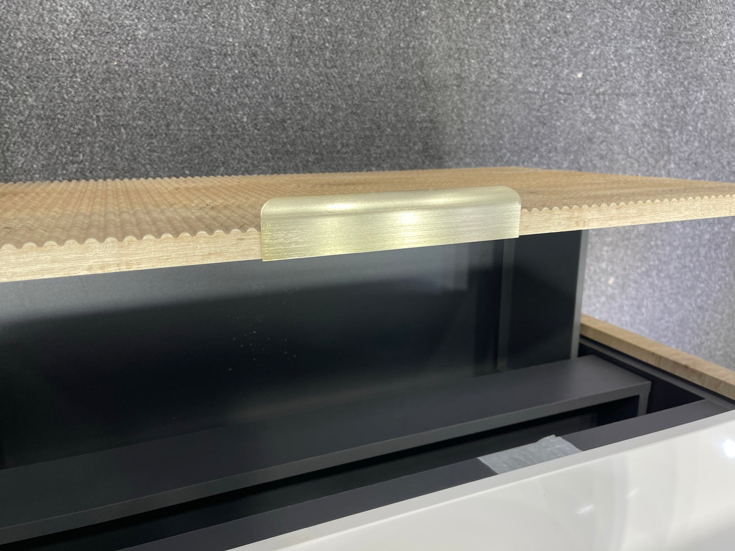 LINEA VINTAGE 750MM CURVED FLUTED WALL HUNG VANITY | GOLDEN OAK