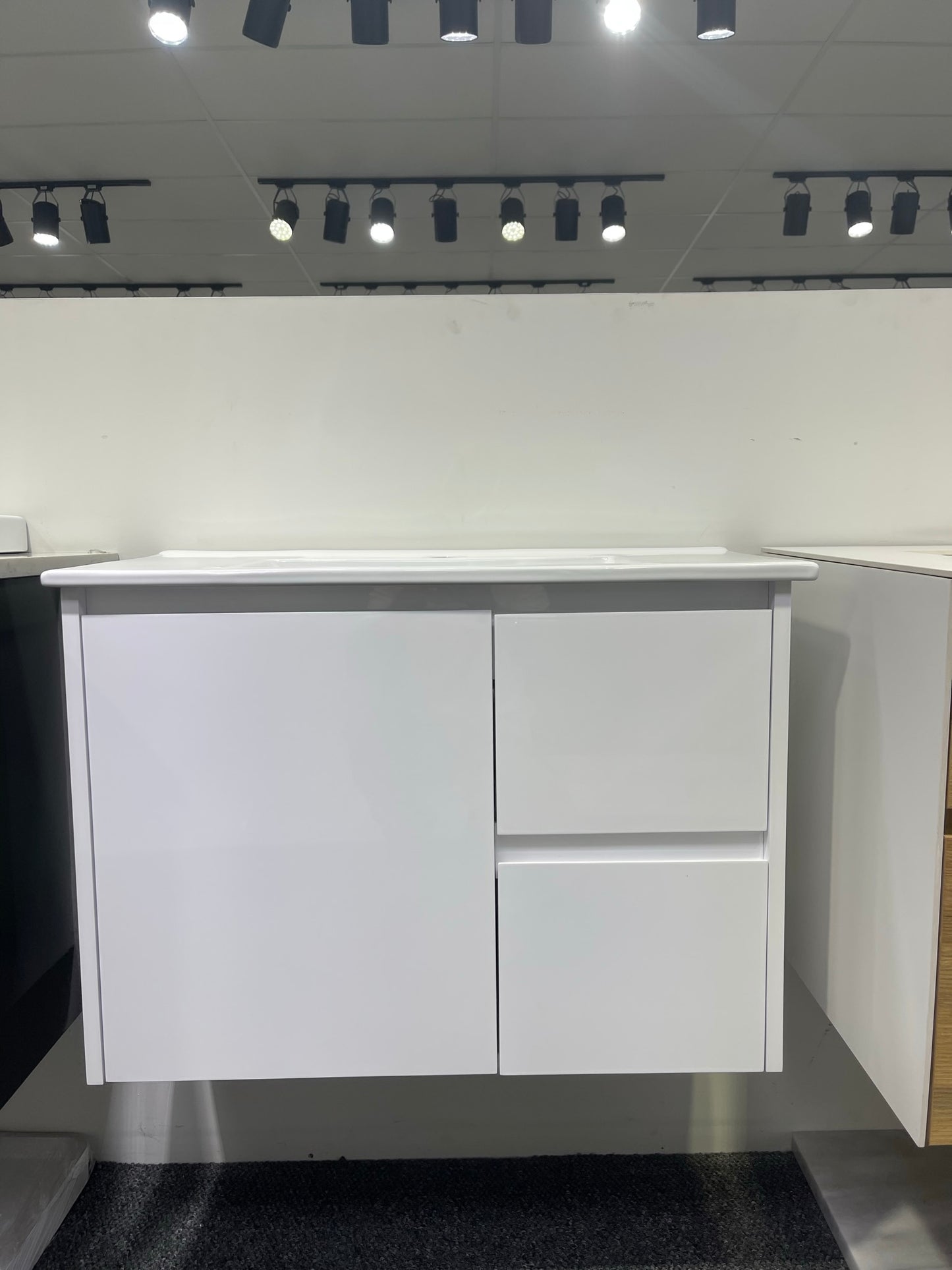 SLIM WALL HUNG VANITY | 750MM | WHITE GLOSS | 100% WATERPROOF | PVC - The Tile Collection™