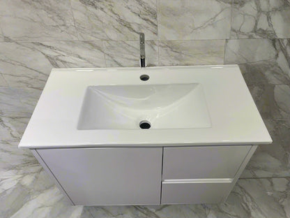 SLIM WALL HUNG VANITY | 750MM | WHITE GLOSS | 100% WATERPROOF | PVC - The Tile Collection™