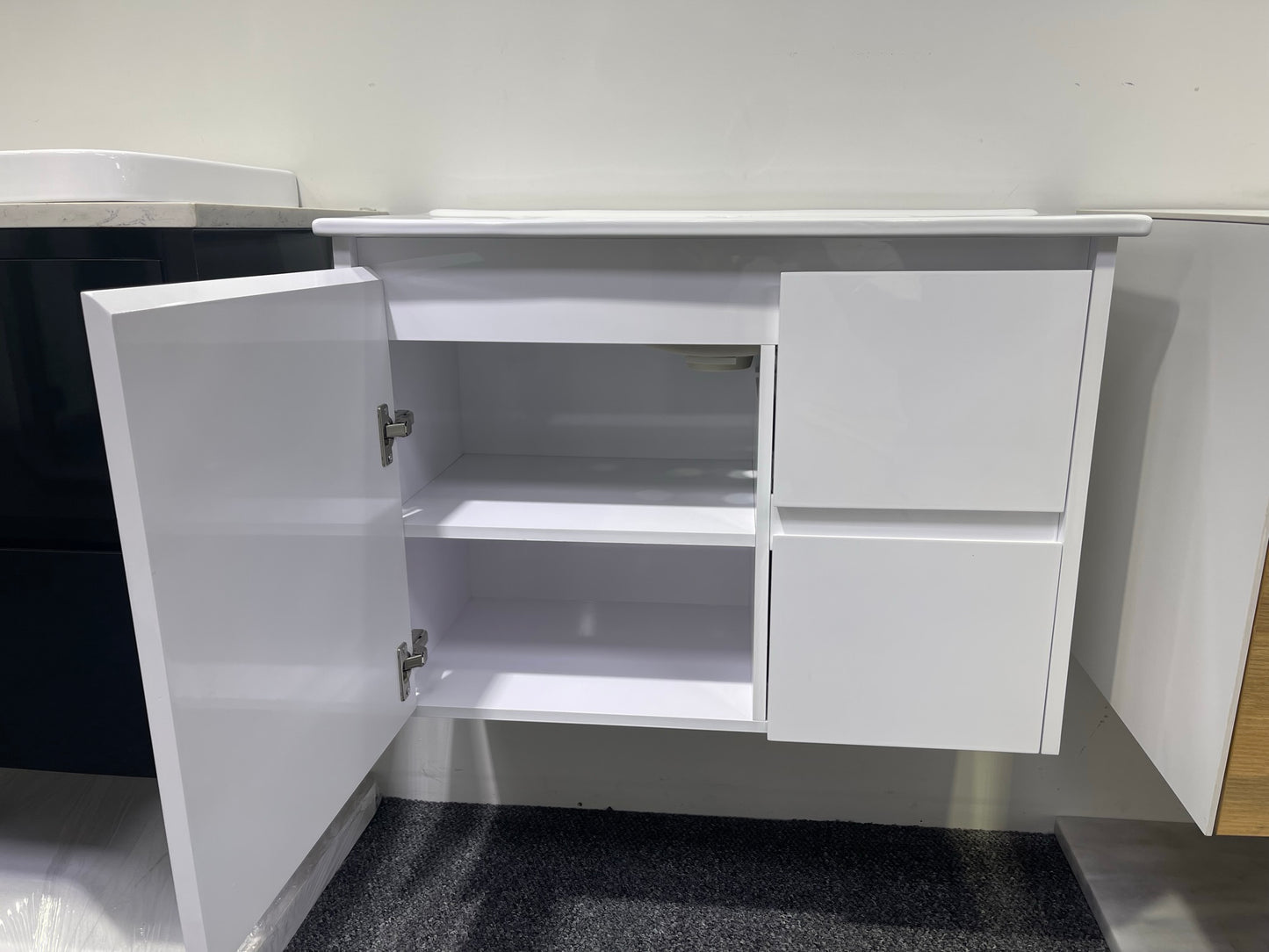 SLIM WALL HUNG VANITY | 750MM | WHITE GLOSS | 100% WATERPROOF | PVC - The Tile Collection™
