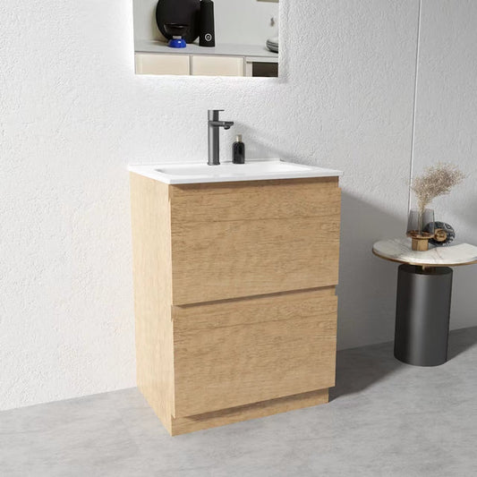 600MM PLYWOOD FLOOR STANDING VANITY LX60 WITH CERAMIC TOP