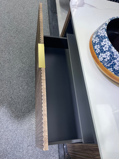 LINEA CURVED FLUTED WALL HUNG VANITY | 1200MM | DARK BROWN OAK