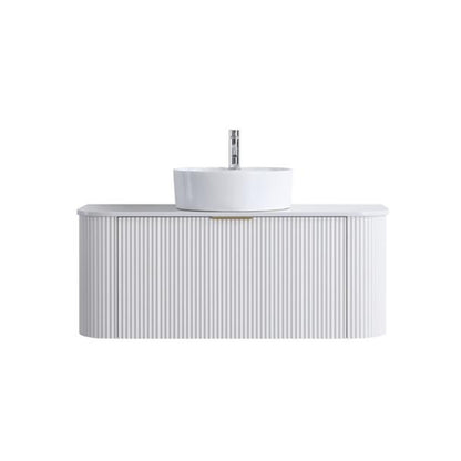 LINEA CURVED FLUTED WALL HUNG VANITY | 1200MM | MATT WHITE