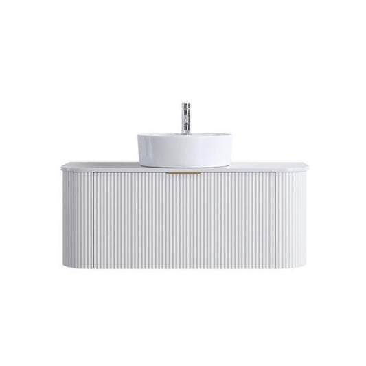 LINEA CURVED FLUTED WALL HUNG VANITY | 1200MM | MATT WHITE