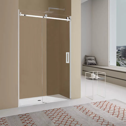 1800MM FRAMELESS SHOWER DOOR - CHROME | GLASS SLIDING DOOR NZ - The Tile Collection™