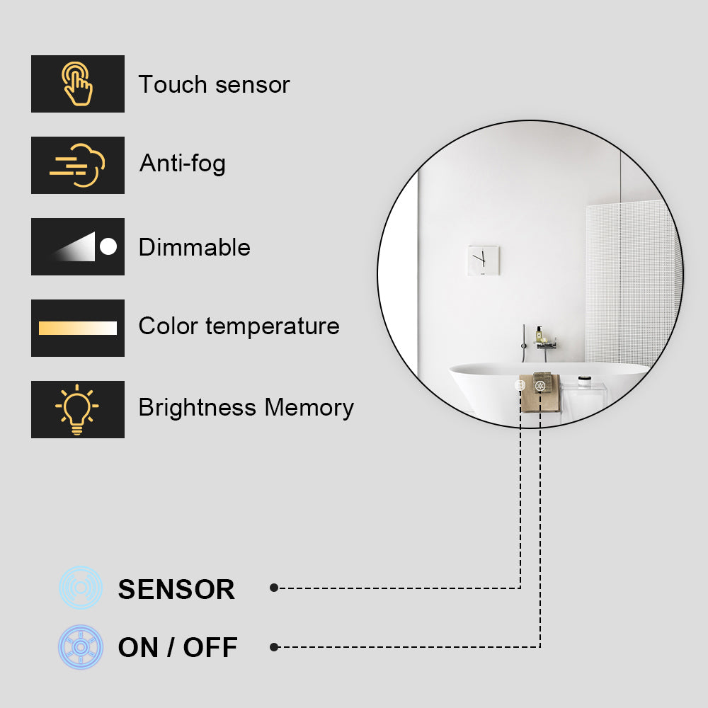 700MM ROUND BACKLIT LED MIRROR WITH MOTION SENSOR DEFOGGER | 3 COLOUR LIGHTS - The Tile Collection™