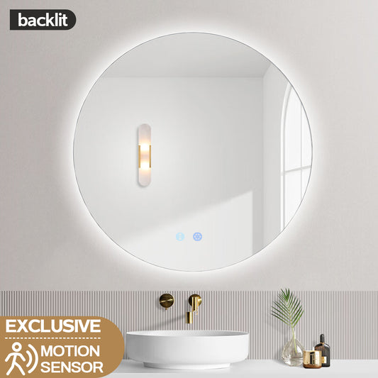 700MM ROUND BACKLIT LED MIRROR WITH MOTION SENSOR DEFOGGER | 3 COLOUR LIGHTS - The Tile Collection™