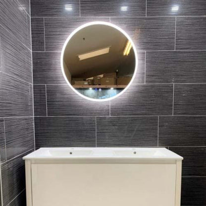 600MM ROUND LED MIRROR WITH MOTION SENSOR | DEMISTER | 3 COLOUR LIGHTS | 15MM RIM