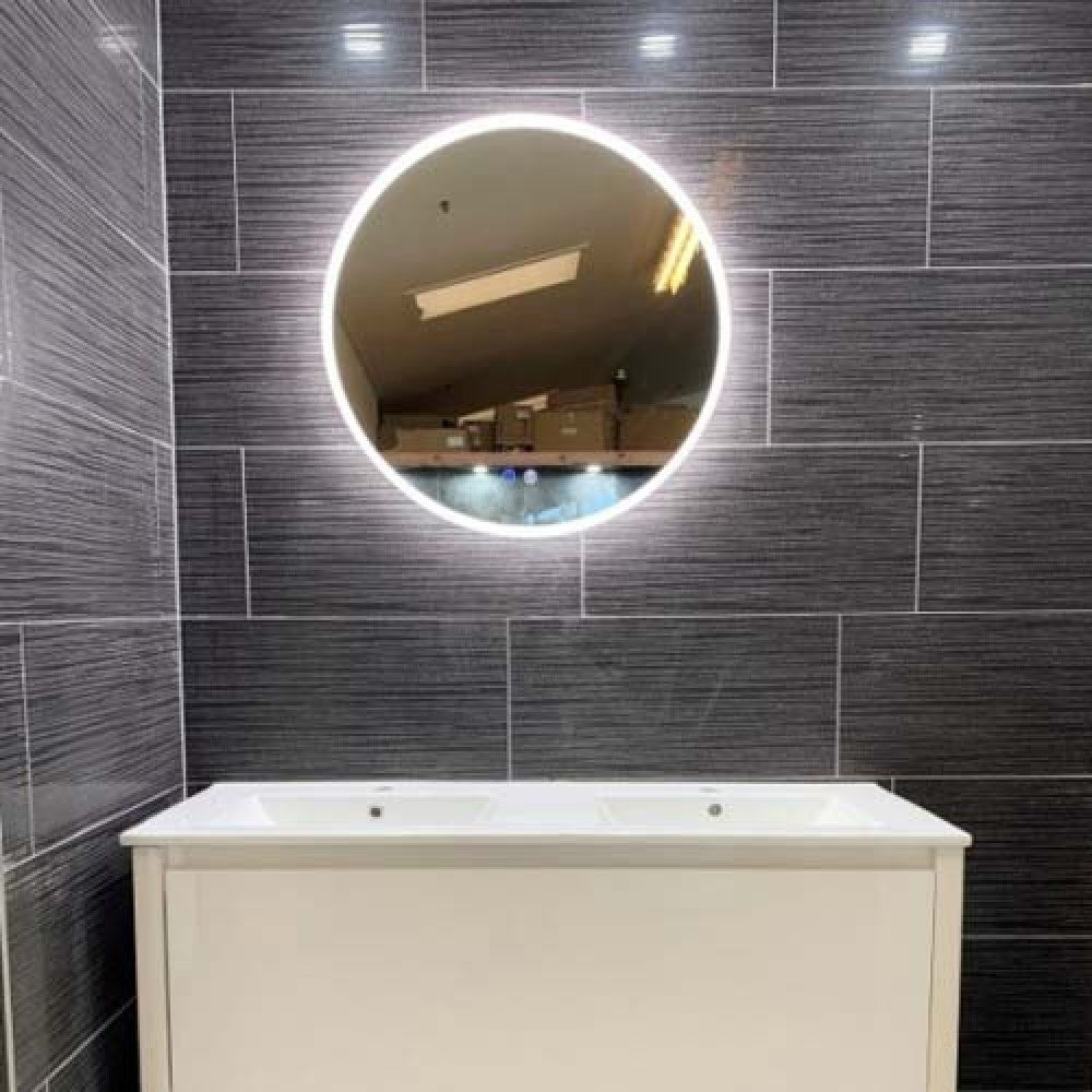 700MM ROUND LED MIRROR WITH MOTION SENSOR | DEMISTER | 3 COLOUR LIGHTS | 20MM RIM - The Tile Collection™