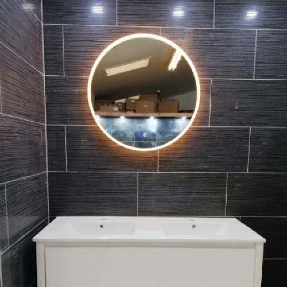 700MM ROUND LED MIRROR WITH MOTION SENSOR | DEMISTER | 3 COLOUR LIGHTS | 20MM RIM - The Tile Collection™