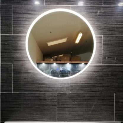 600MM ROUND LED MIRROR WITH MOTION SENSOR | DEMISTER | 3 COLOUR LIGHTS | 15MM RIM