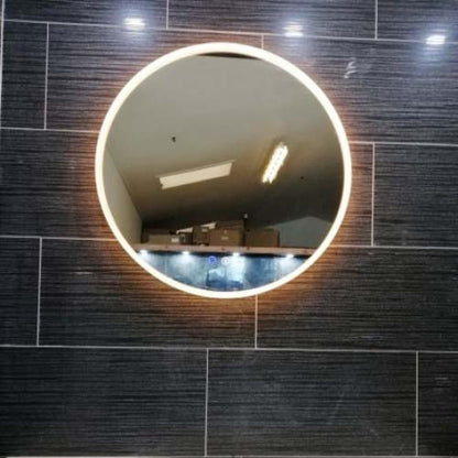 600MM ROUND LED MIRROR WITH MOTION SENSOR | DEMISTER | 3 COLOUR LIGHTS | 15MM RIM