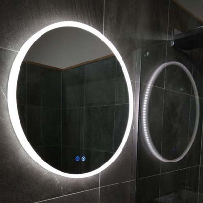 600MM ROUND LED MIRROR WITH MOTION SENSOR | DEMISTER | 3 COLOUR LIGHTS | 15MM RIM