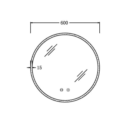 600MM ROUND LED MIRROR WITH MOTION SENSOR | DEMISTER | 3 COLOUR LIGHTS | 15MM RIM