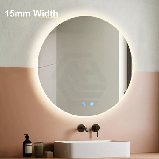 700MM ROUND LED MIRROR WITH MOTION SENSOR | DEMISTER | 3 COLOUR LIGHTS | 15MM RIM
