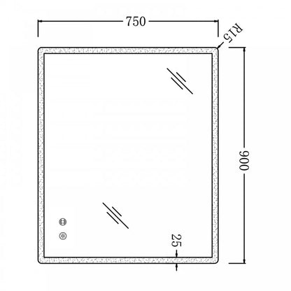 900X750MM RECTANGULAR LED MIRROR WITH MOTION SENSOR | DEMISTER | 3 COLOURS LIGHT