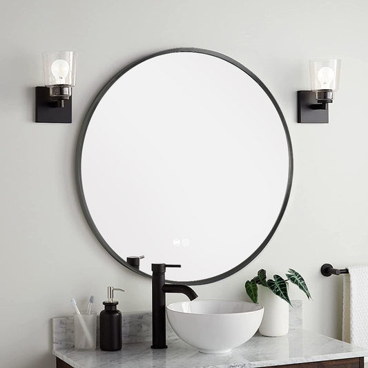 700MM ROUND GUNMETAL GREY FRAME BACKLIT LED MIRROR WITH MOTION SENSOR | DEFOGGER | 3 COLOURS LIGHTS