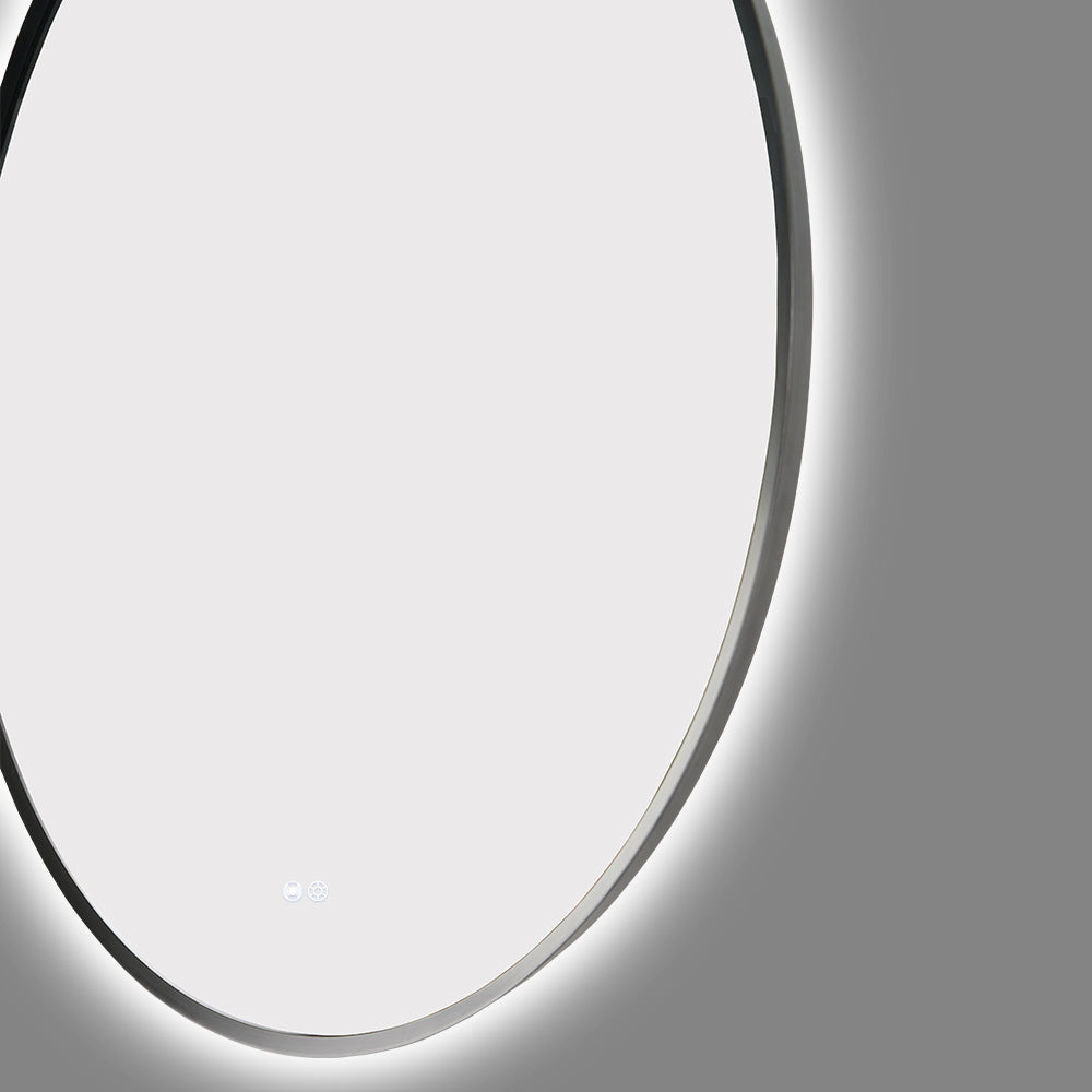 700MM ROUND GUNMETAL GREY FRAME BACKLIT LED MIRROR WITH MOTION SENSOR | DEFOGGER | 3 COLOURS LIGHTS - The Tile Collection™