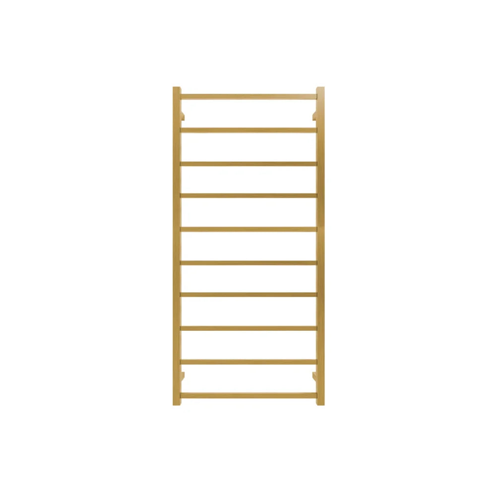 TRANQUILLITY JERSEY 10 BAR SQUARE HEATED TOWEL WARMER 1340H*620W*120D - BRUSHED BRASS - The Tile Collection™