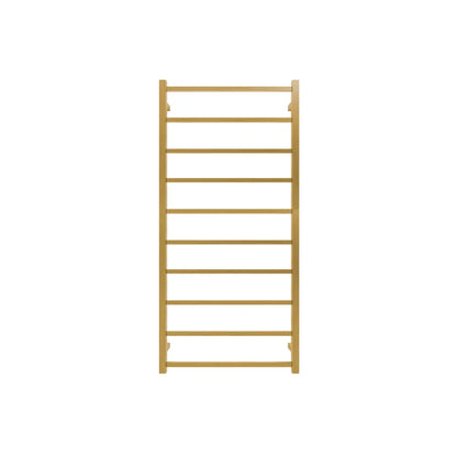 TRANQUILLITY JERSEY 10 BAR SQUARE HEATED TOWEL WARMER 1340H*620W*120D - BRUSHED BRASS - The Tile Collection™