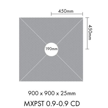 MARMOX READY TO TILE - OVER SHOWER BASE 900X900MM - CENTRE DRAIN - The Tile Collection™