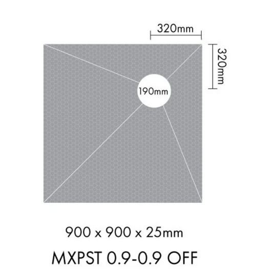 MARMOX READY TO TILE - OVER SHOWER BASE 900X900MM - OFFSET DRAIN