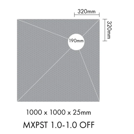 MARMOX READY TO TILE - OVER SHOWER BASE 1000X1000MM - OFFSET DRAIN