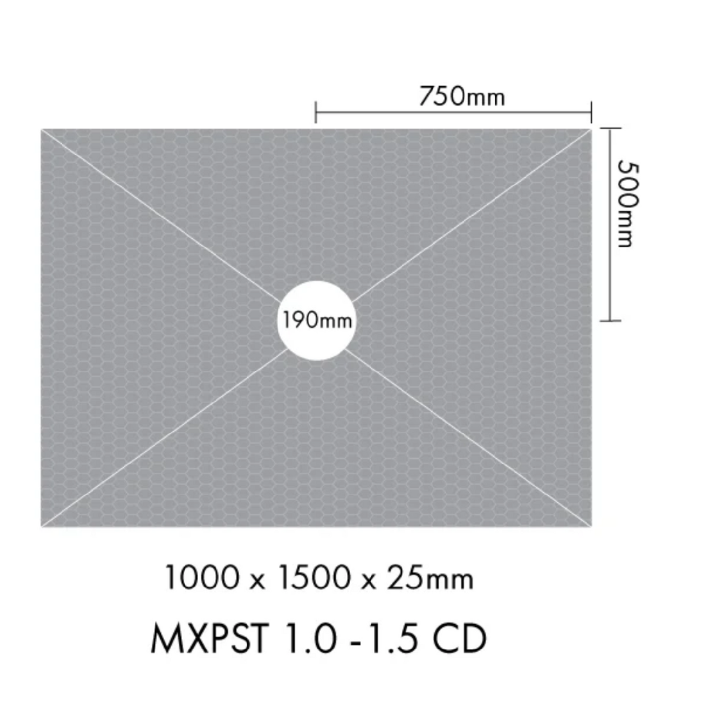 MARMOX READY TO TILE - OVER SHOWER BASE 1000x1500MM - CENTRE DRAIN