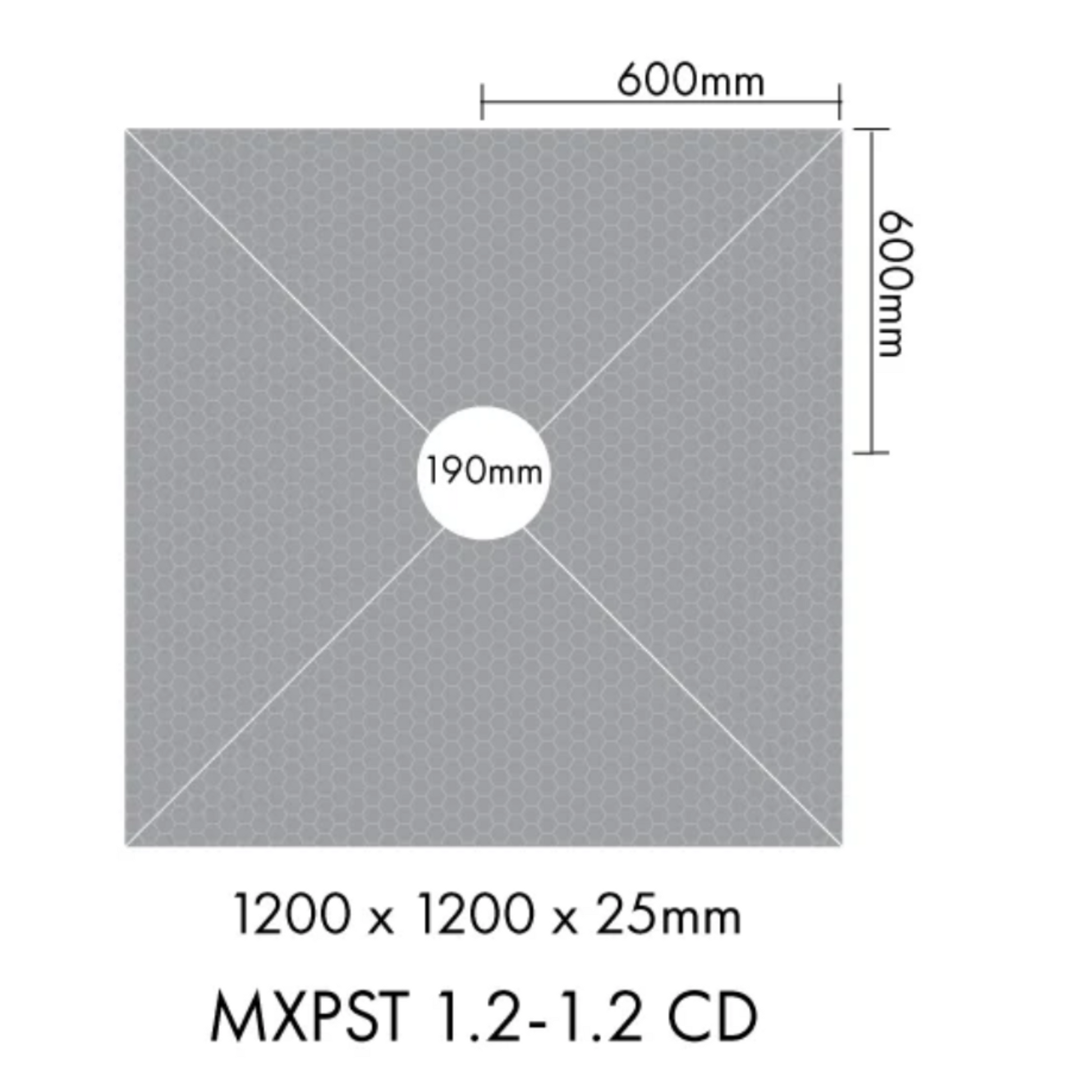 MARMOX READY TO TILE - OVER SHOWER BASE 1200x1200MM - CENTRE DRAIN - The Tile Collection™