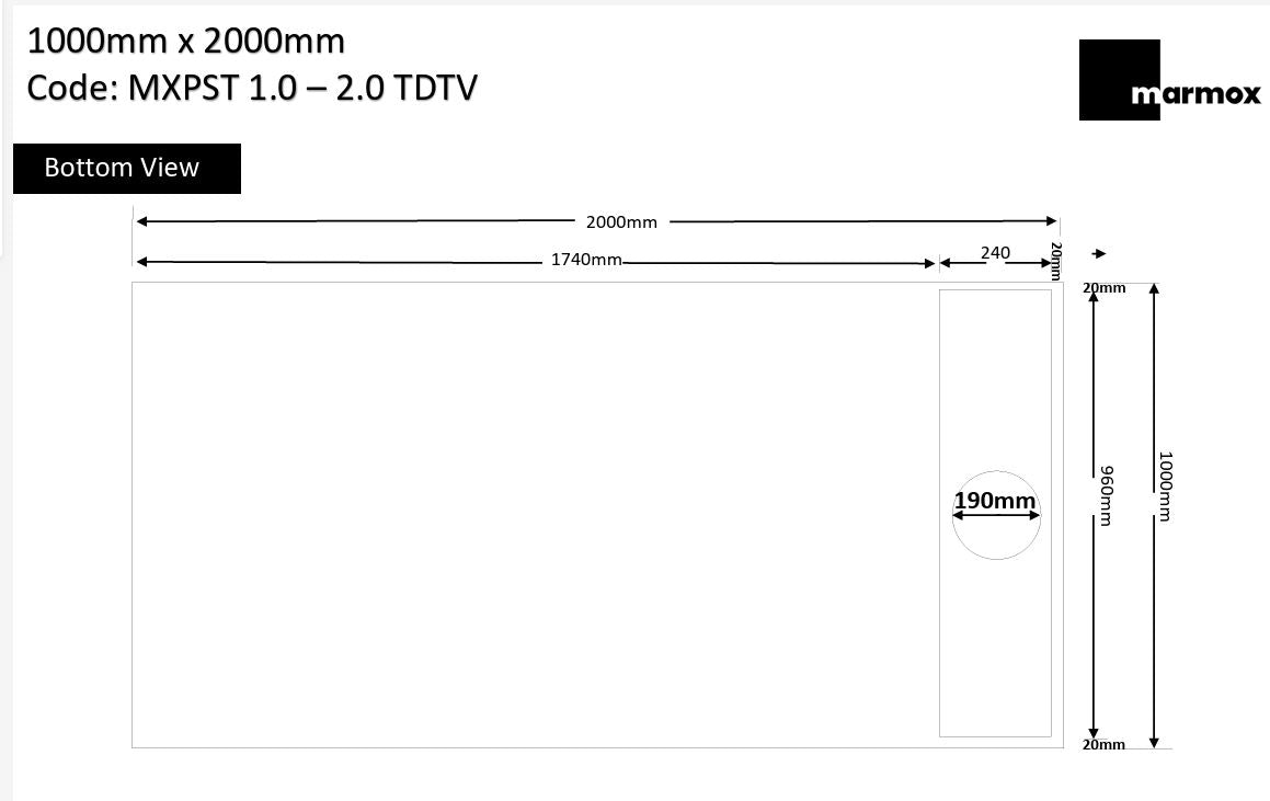 MARMOX 1000X2000MM READY TO TILE-OVER SHOWER BASE  | TROUGH DRAIN TRAVERSE